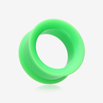 A Pair of Solid UV Smooth Flared Screw-Fit Ear Gauge Tunnel Plug-Green